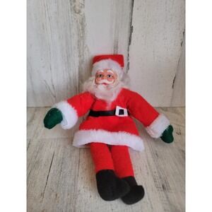 vintage rubber Santa Claus poseable plush doll vintage xmas home decor figure